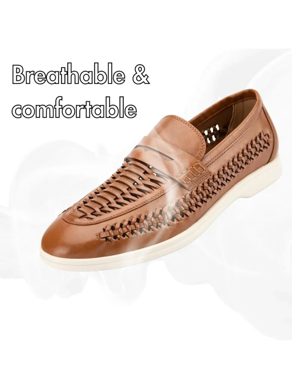 🆕Men's All Brown Leather Loafers Slip-On Moccasins Dress Shoes Lightweight